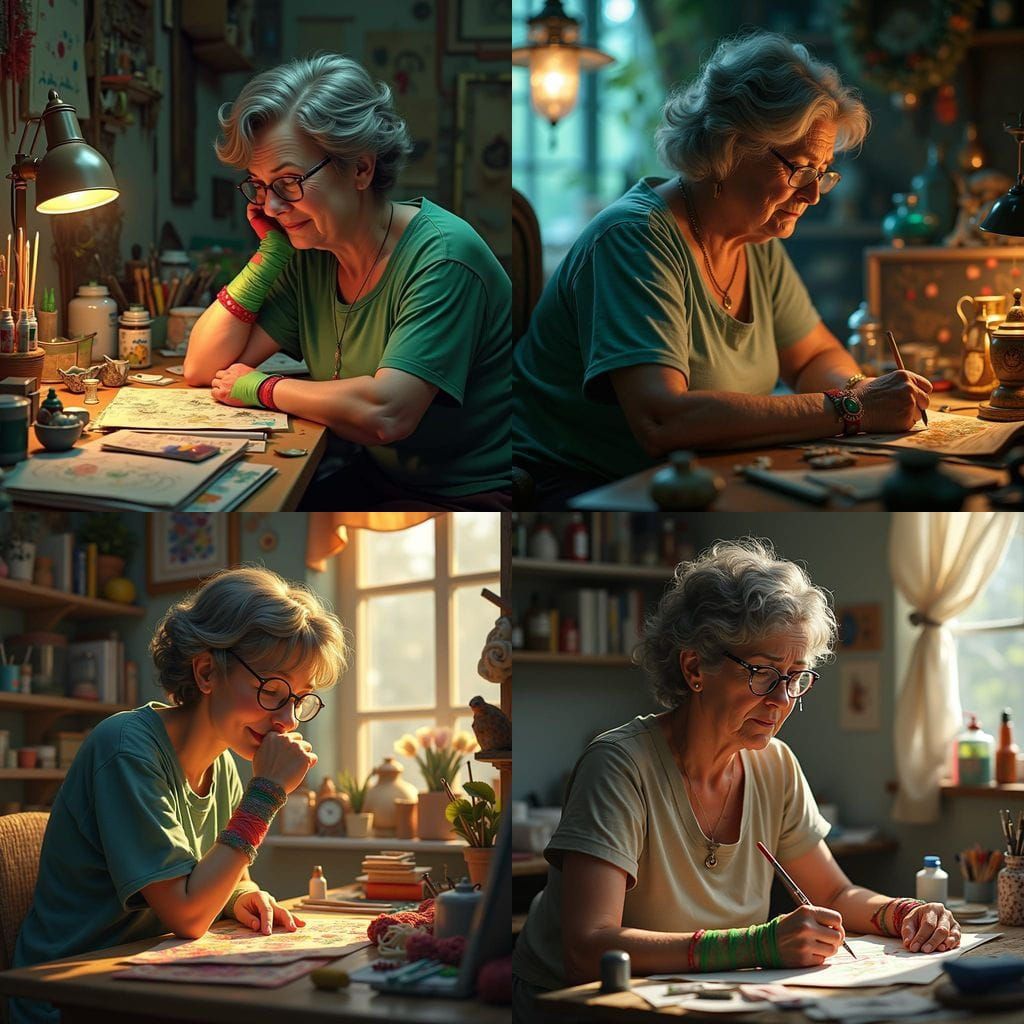 Chubby Lady Crafts with Wonder in Her Eyes