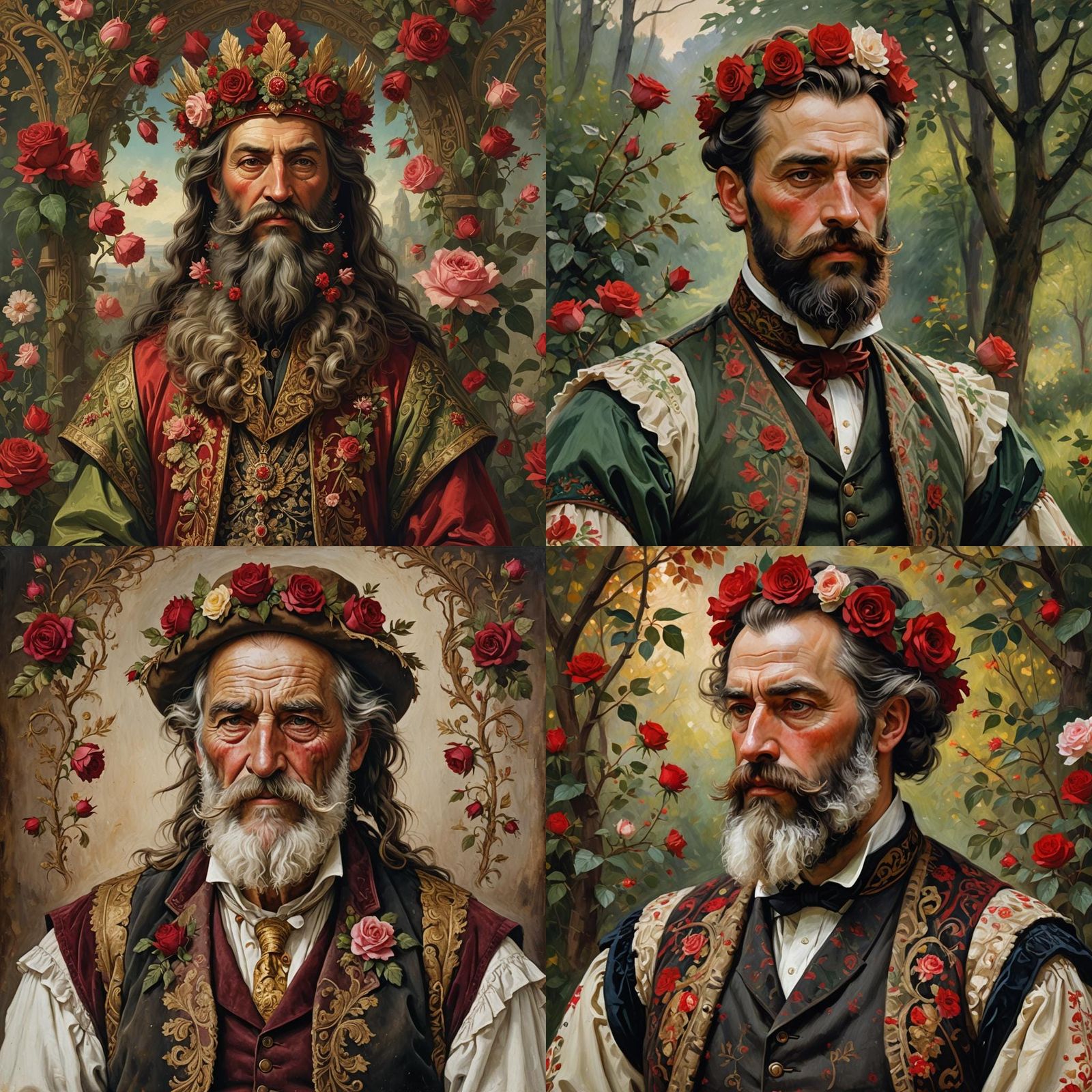 Hungarian Man with Rose Crown as Oil Painting