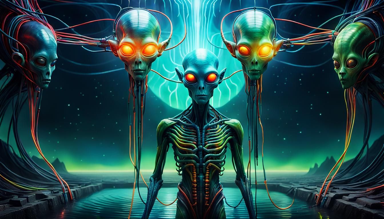 Surreal Android Hybrids in Mystical Setting