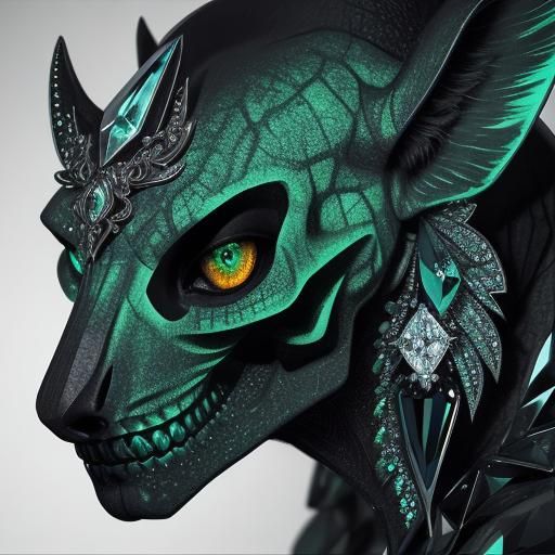 Ein Hyperrealistisch Totenschädels aus Jade Mit Diamantaugen