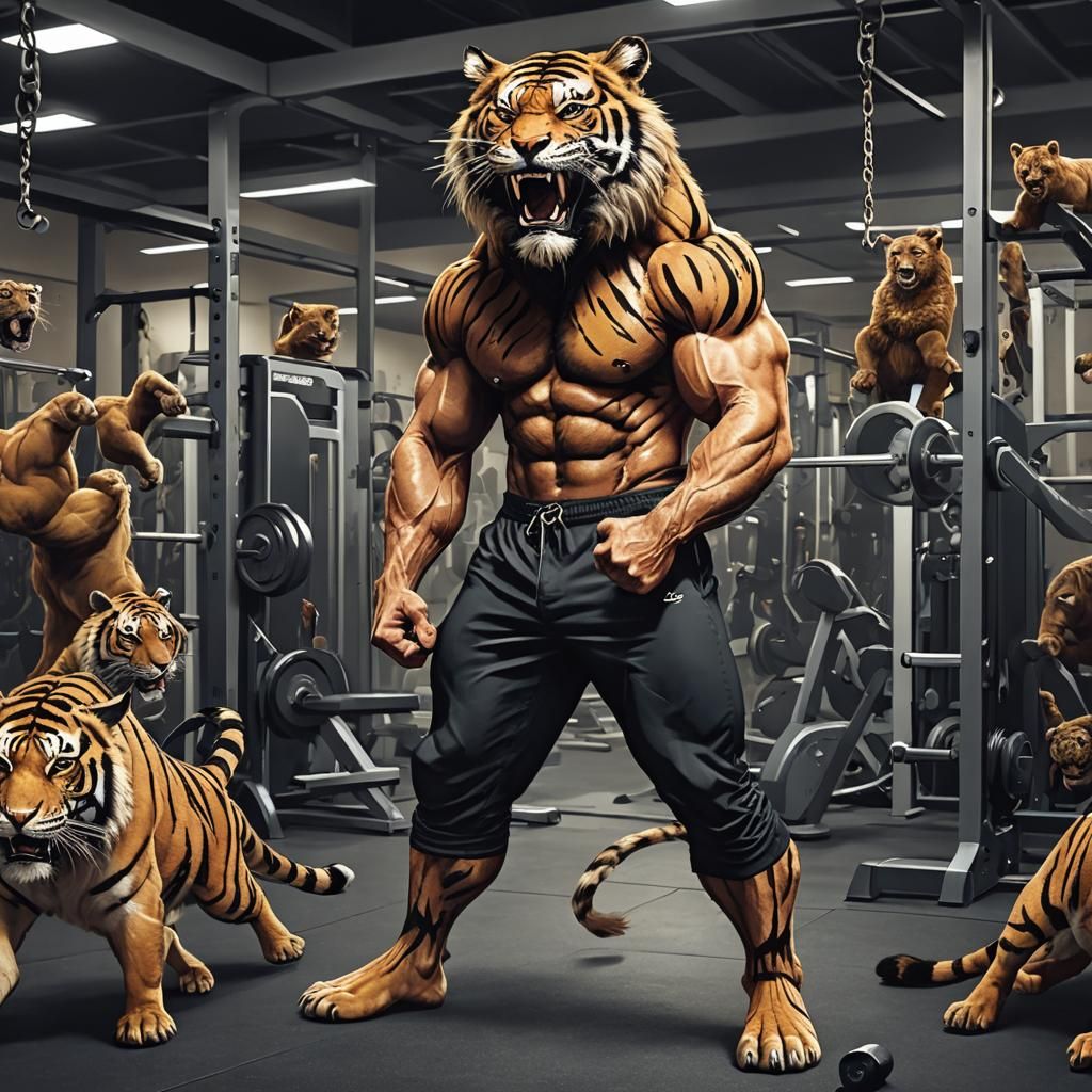 Sabretooth Tiger Gym Workout with Animal-Filled Pants