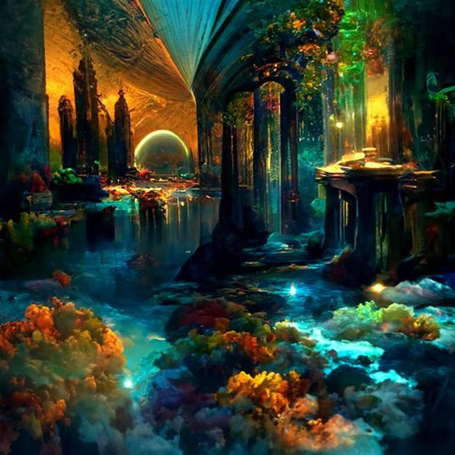 Ethereal Fantasy Castle Landscape in Digital Art