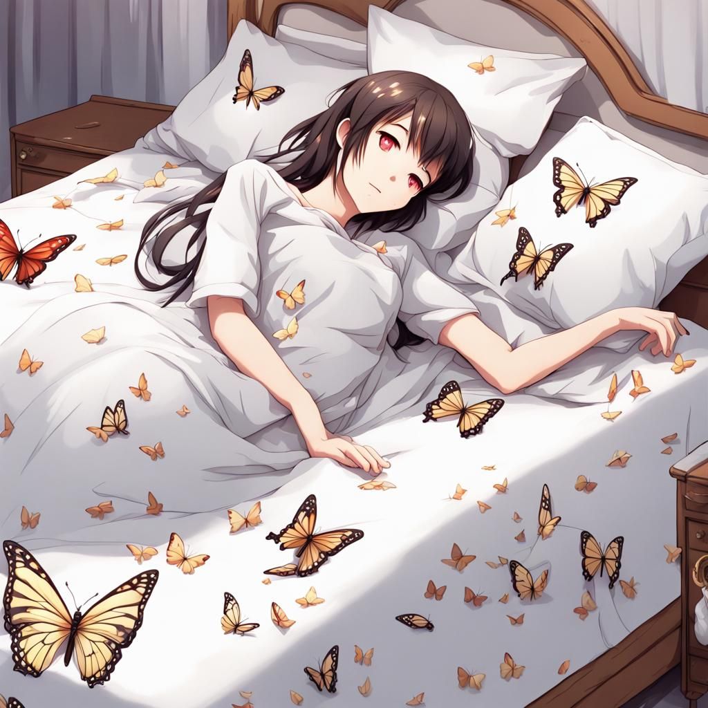 Butterfly Bed Sheets in Anime Style