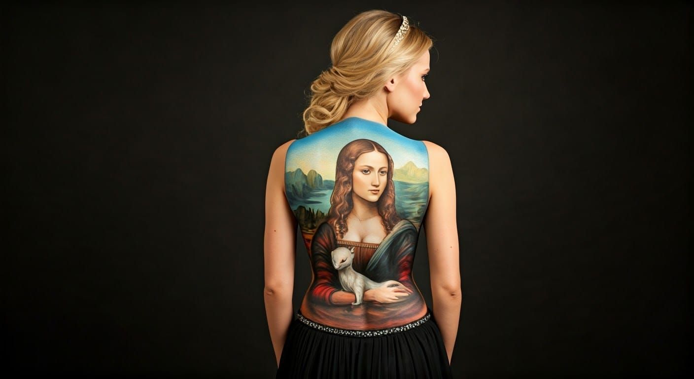 Lady with an Ermine Body Art in Vibrant Color