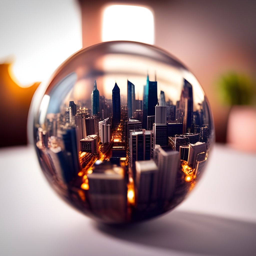 Miniature Cityscape Inside Glass Sphere: Photorealistic CGI