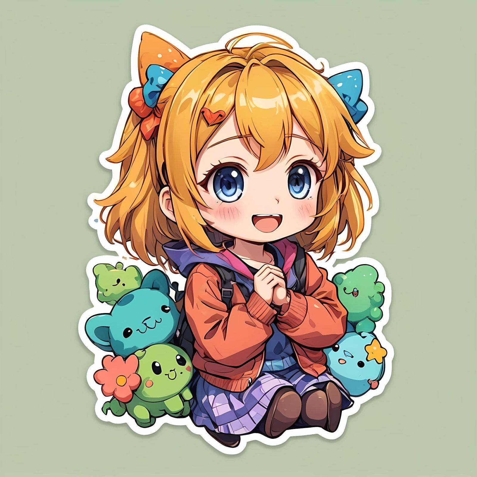 Anime Greeting Card with Silly Stickers