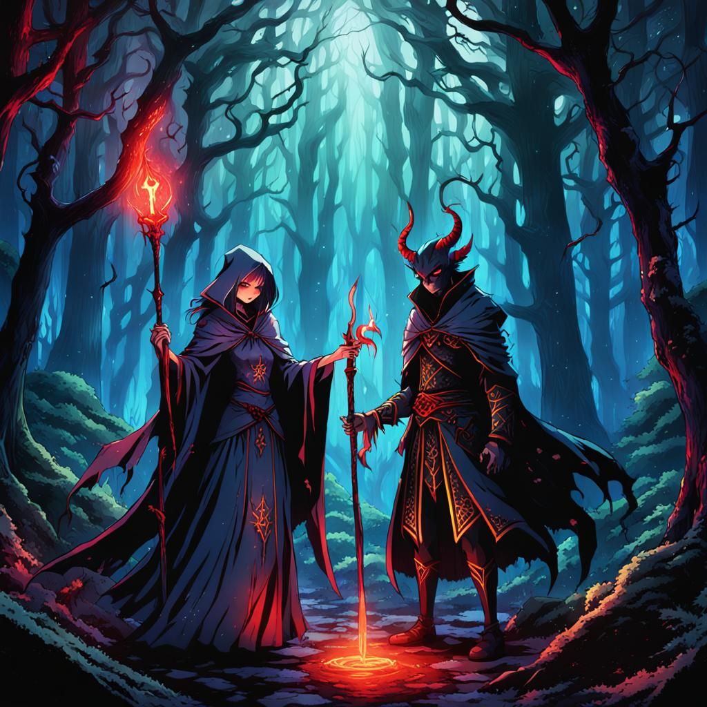 Anime Sorceress Seals Blood Pact in Dark Forest