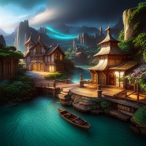 Detailed Matte Painting of a Summer Scene