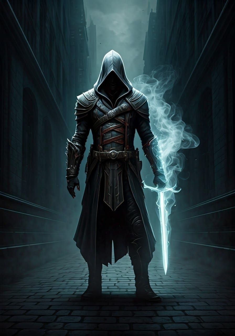 Mysterious Assassin in Dark Alleyway