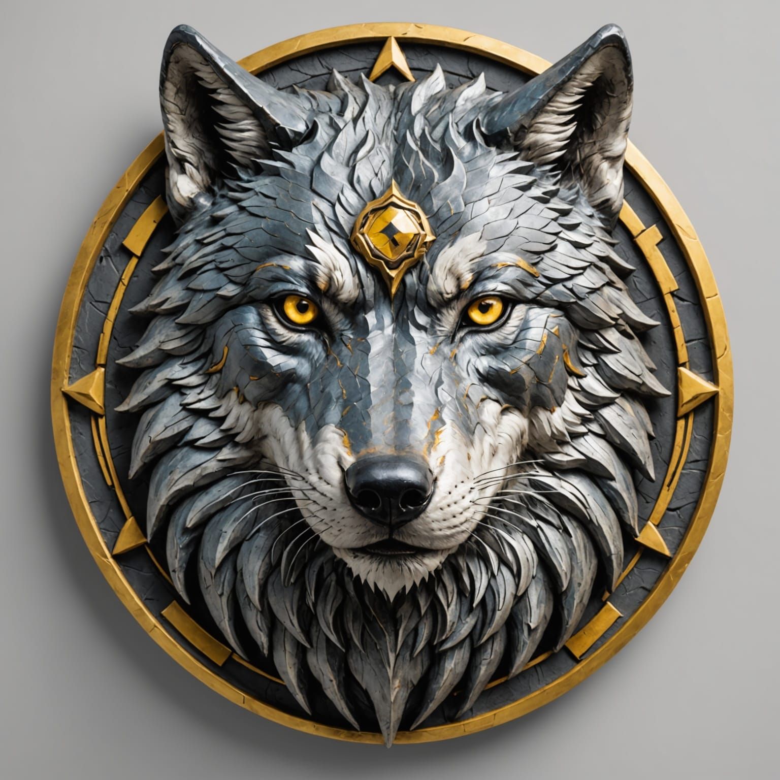Majestic Wolf Head with Moon Symbol