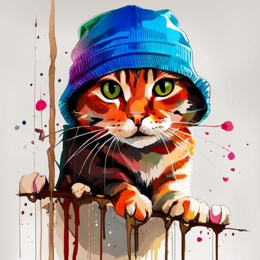 Cat Burglar: Watercolour Splash Art Illustration
