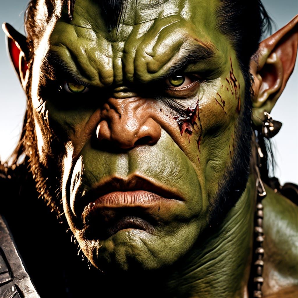 A Fierce Ork Warlord Stares into the Mirror