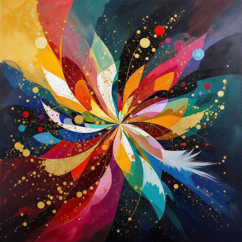 Explosion of Love Abstract Painting with Cultural Fusion