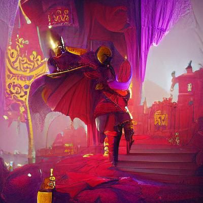 Menacing Red Knight in Dark Fantasy Style