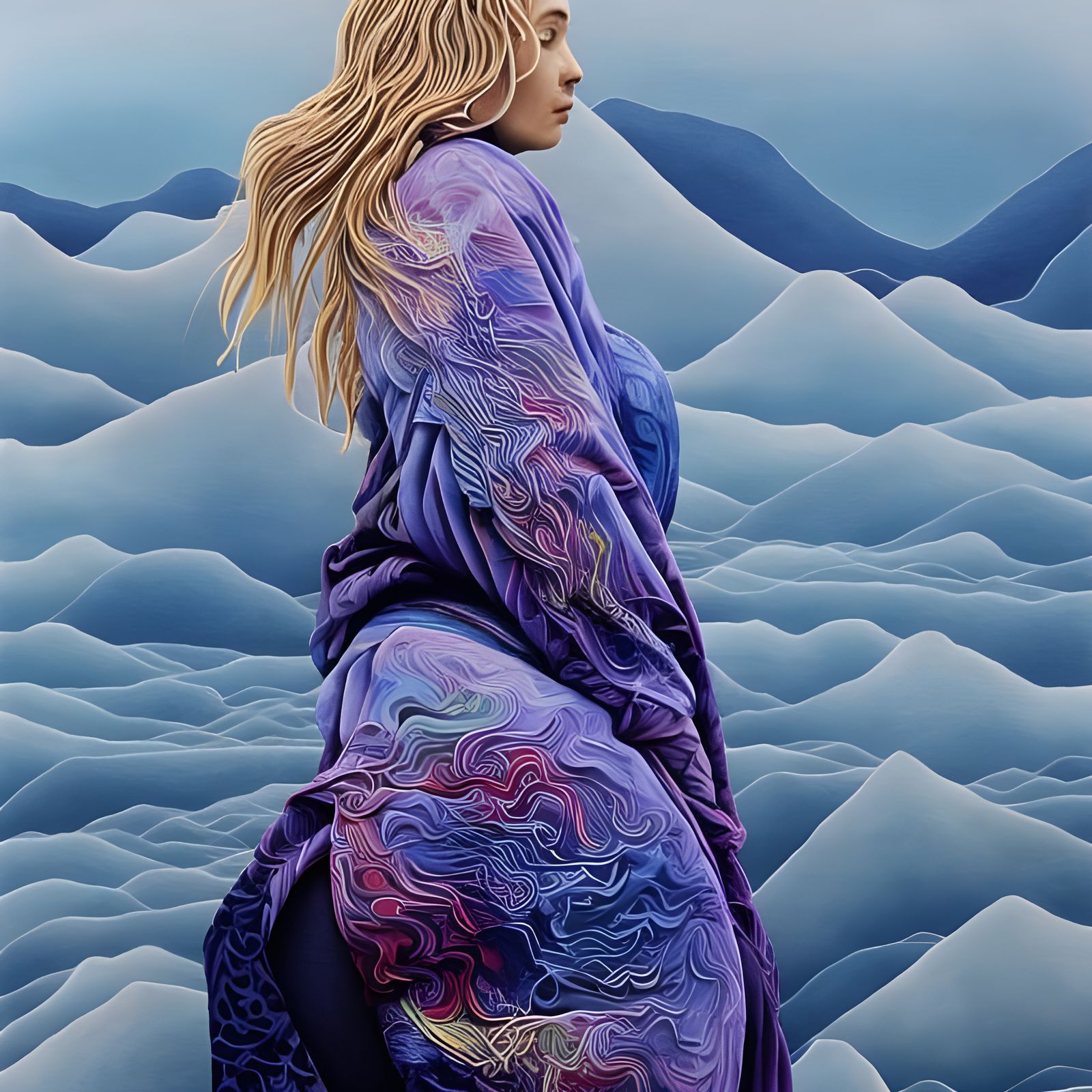 Kimono of Loneliness: Hyperrealistic Dreamy Painting