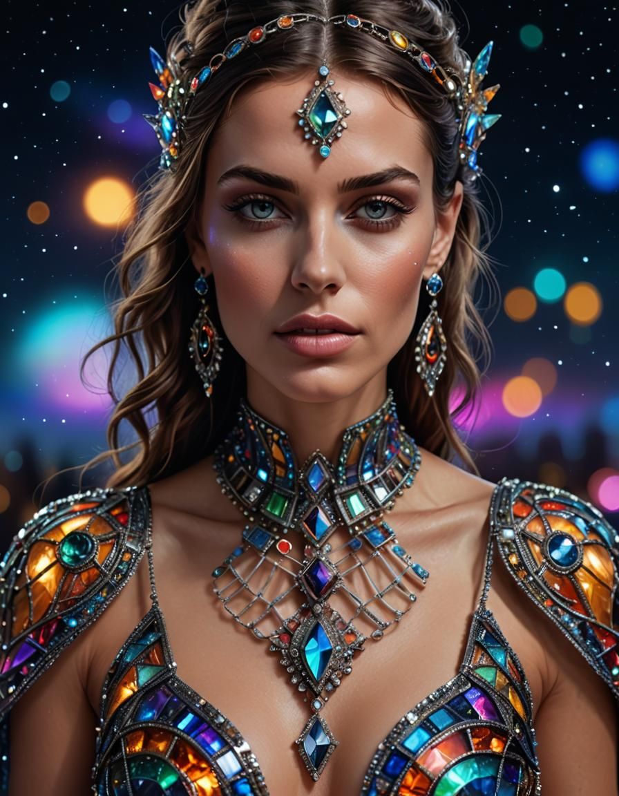 Futuristic Woman in Transparent Glass Dress, Hyperrealistic ...