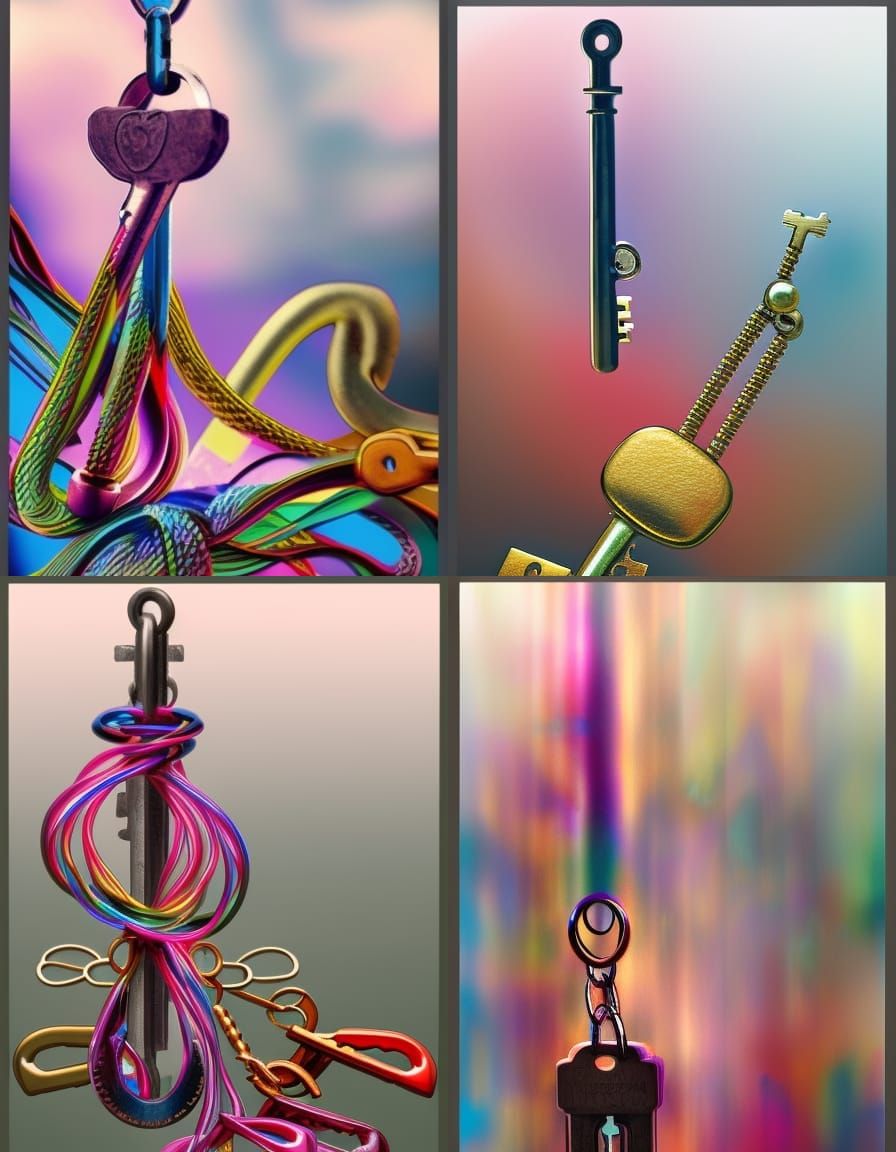Entangled Lock and Key in Photorealistic Style