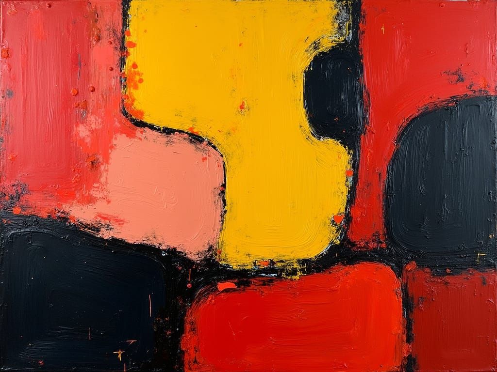 Abstract Oil Painting with Bold Colors and Textures