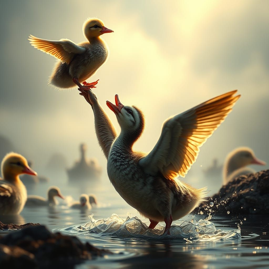 Ducklings Recreate Dirty Dancing in Digital Painting