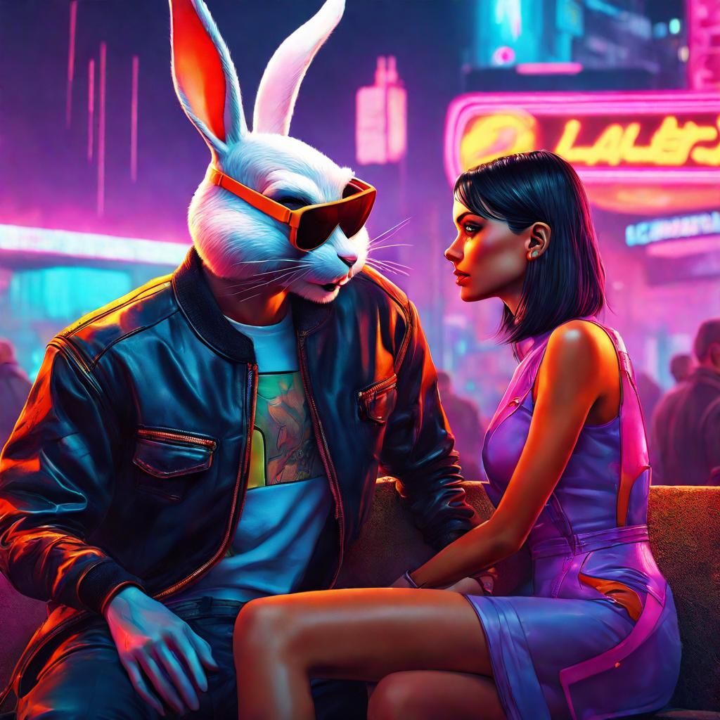 Bugs and Lola on a Date in Cyberpunk City