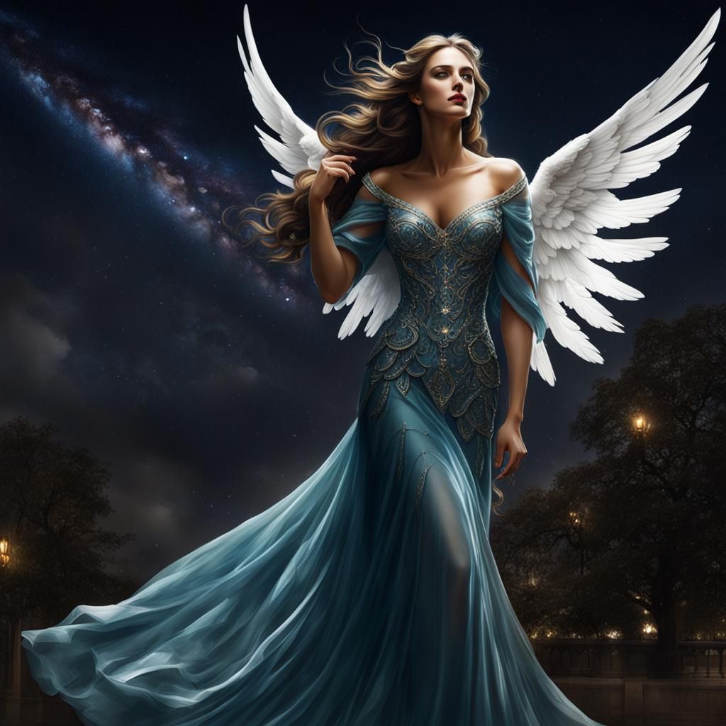 Angel Woman Crying, Torn Wings in the Night