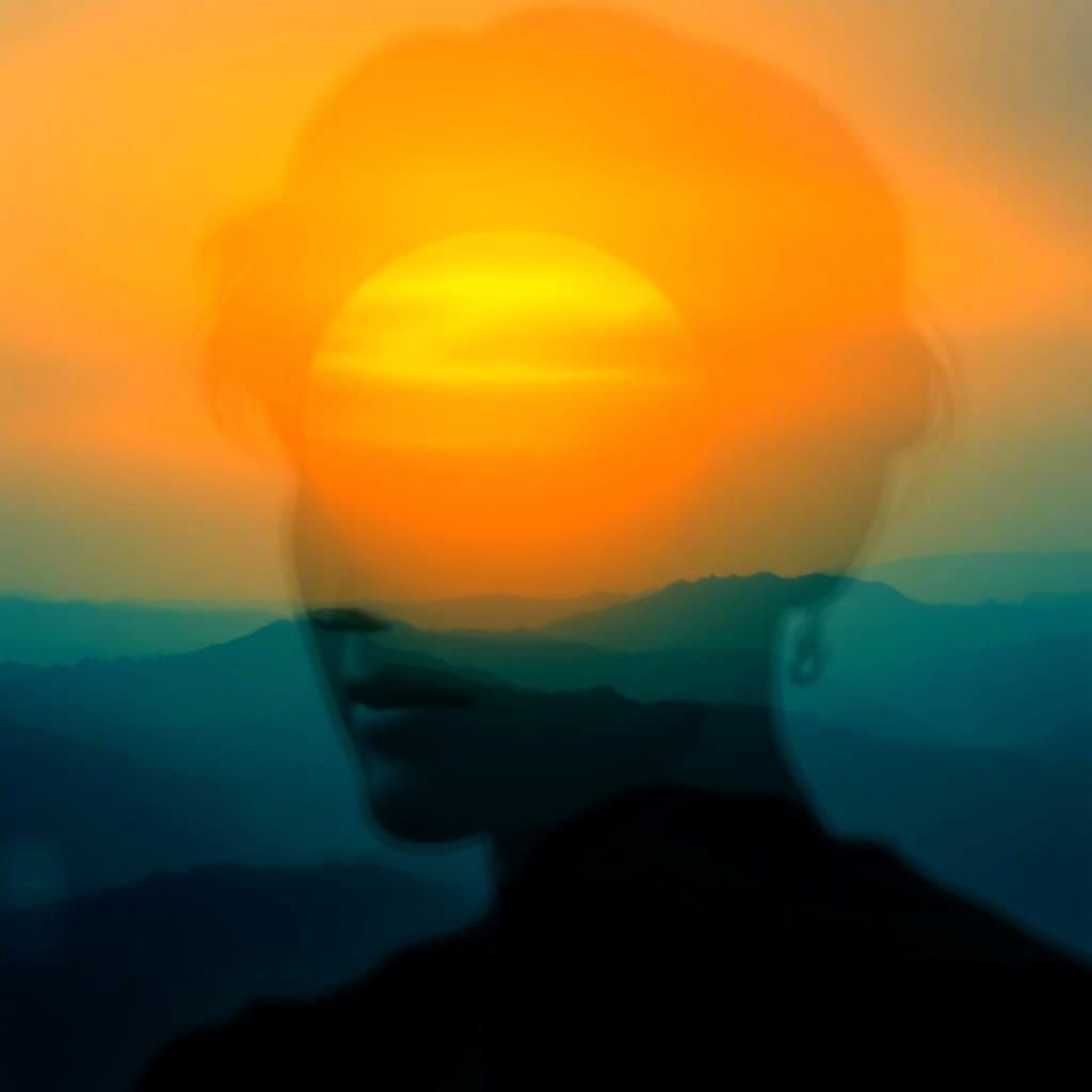 Dreamlike Abstract Landscape with Emerging Face