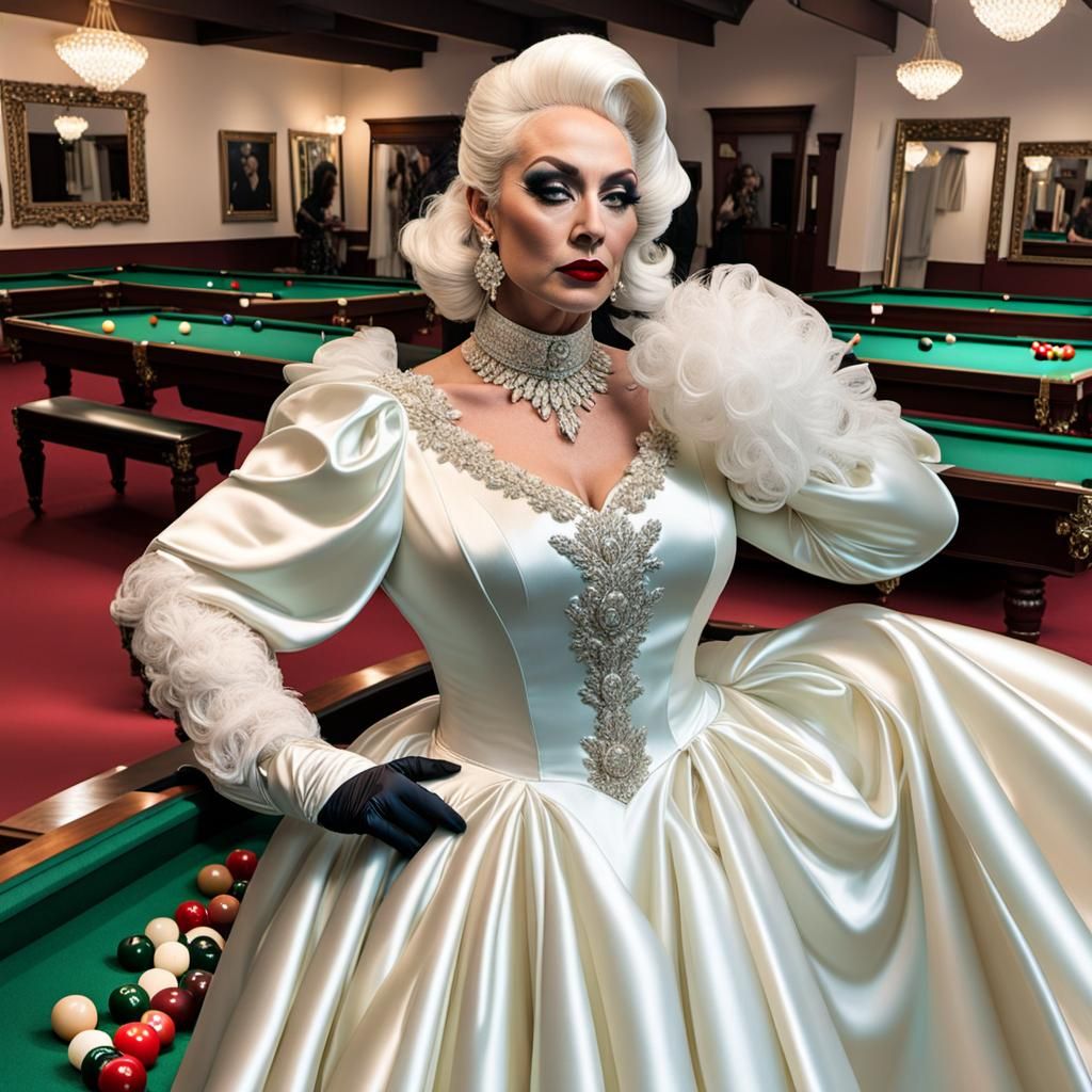 Drag Queen Plays Snooker in Satin Wonderland