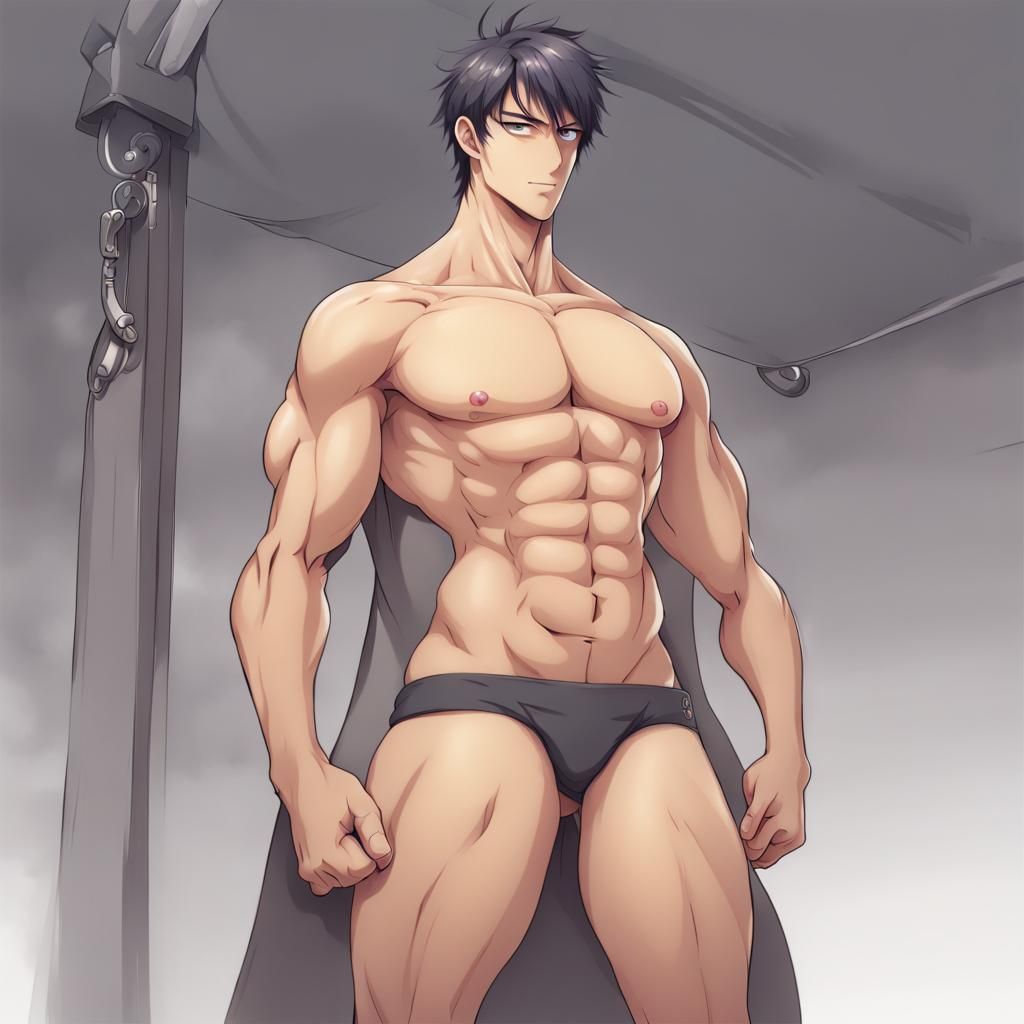 Headless Bara Man in Anime Key Visual Style