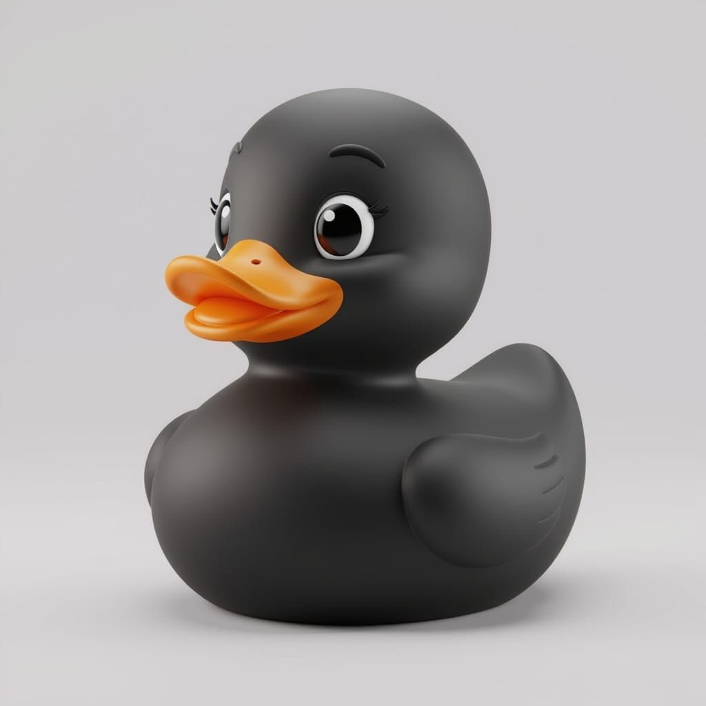 Cute Matte Black Rubber Duck 3D Icon