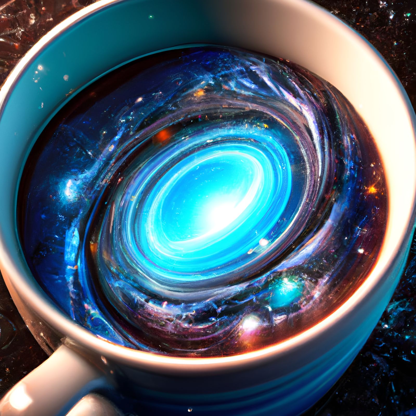 Galaxy in Teacup: Detailed Digital Illustration