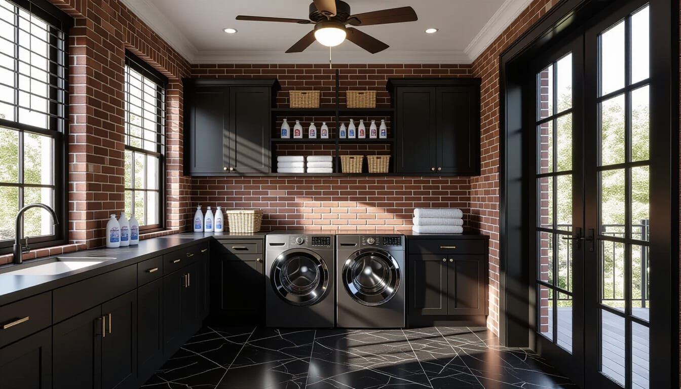 Victorian Laundry Room with Glass Walls