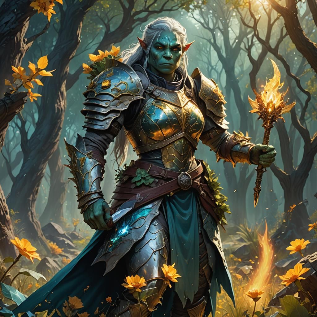 Young Orc Cleric in Surreal Matte Painting Style