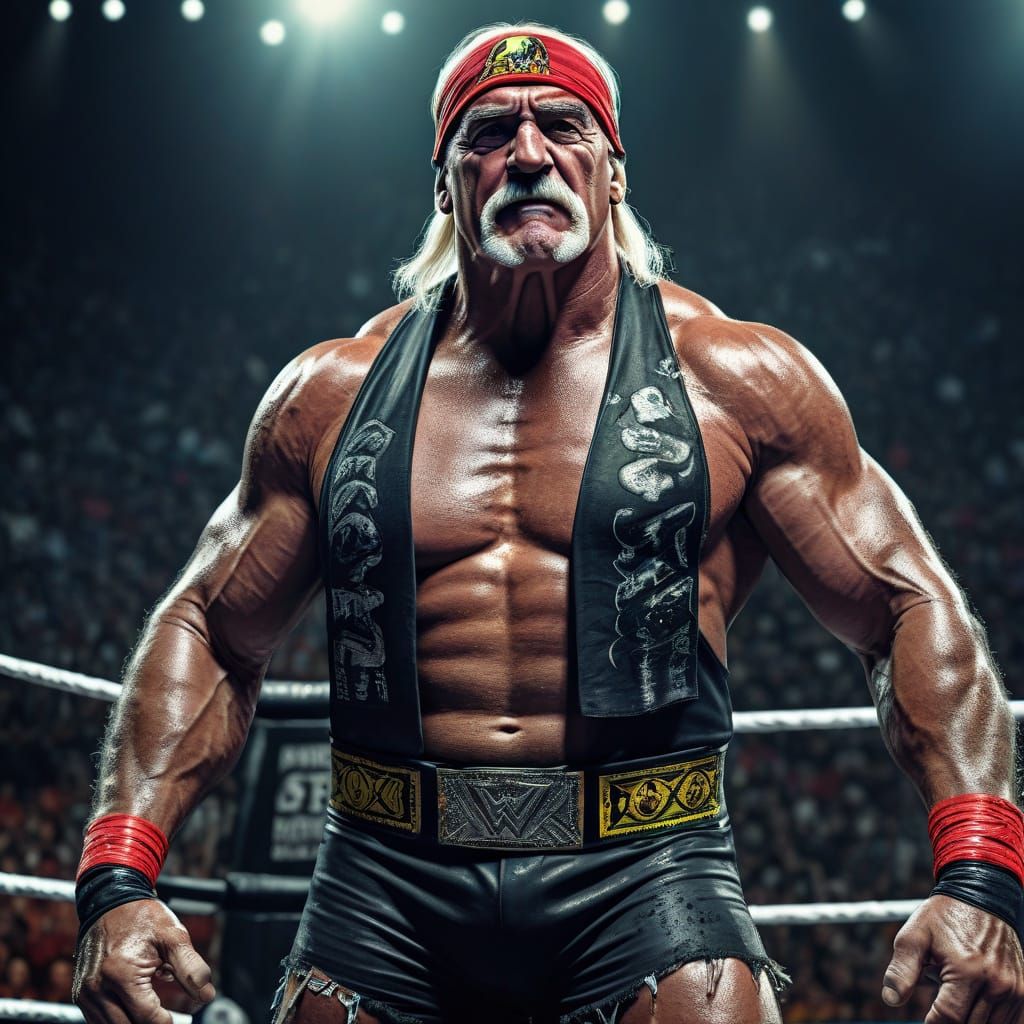 Wrestling Champion Portrait in Comic Book Style