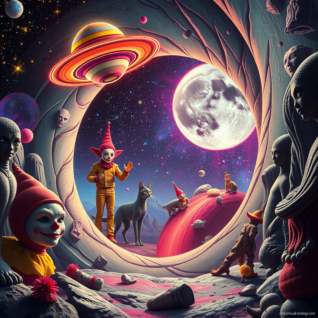 Photorealistic Space Encounter with Corkscrew Landscape