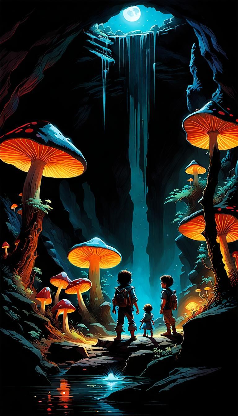 Glowing Cavern Children's Game: Fantasy Art