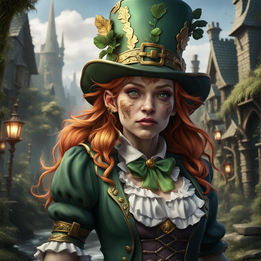 Detailed Female Leprechaun Fantasy Concept Art