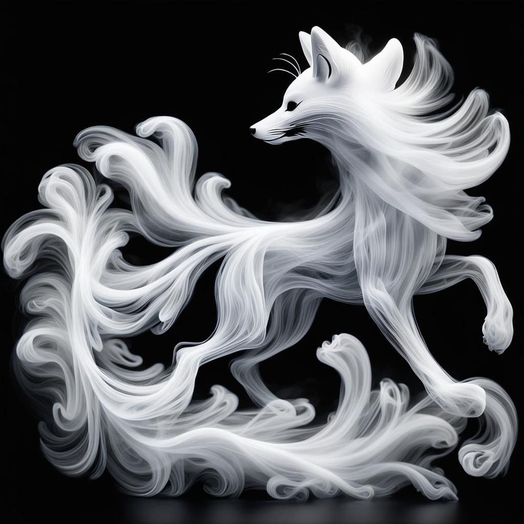 Ethereal Fox Formed From Translucent Smoke