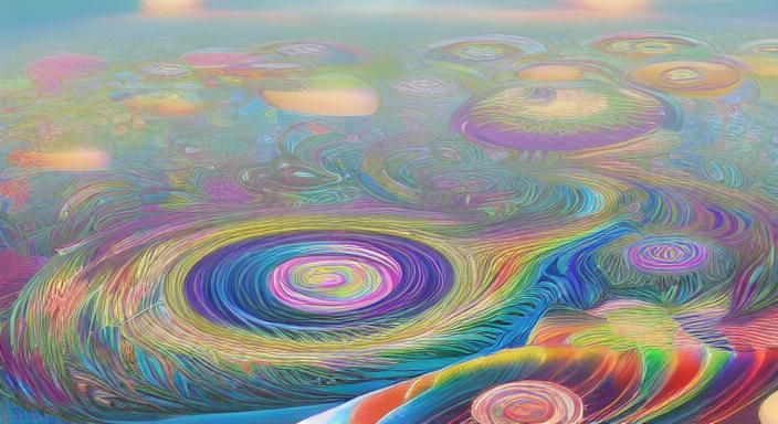 Kaleidoscopic Garden Dreamscape in Psychedelic Op Art