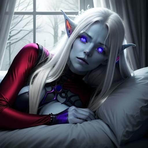 Cinematic Film Still: Frail Demon Lich in Bedroom