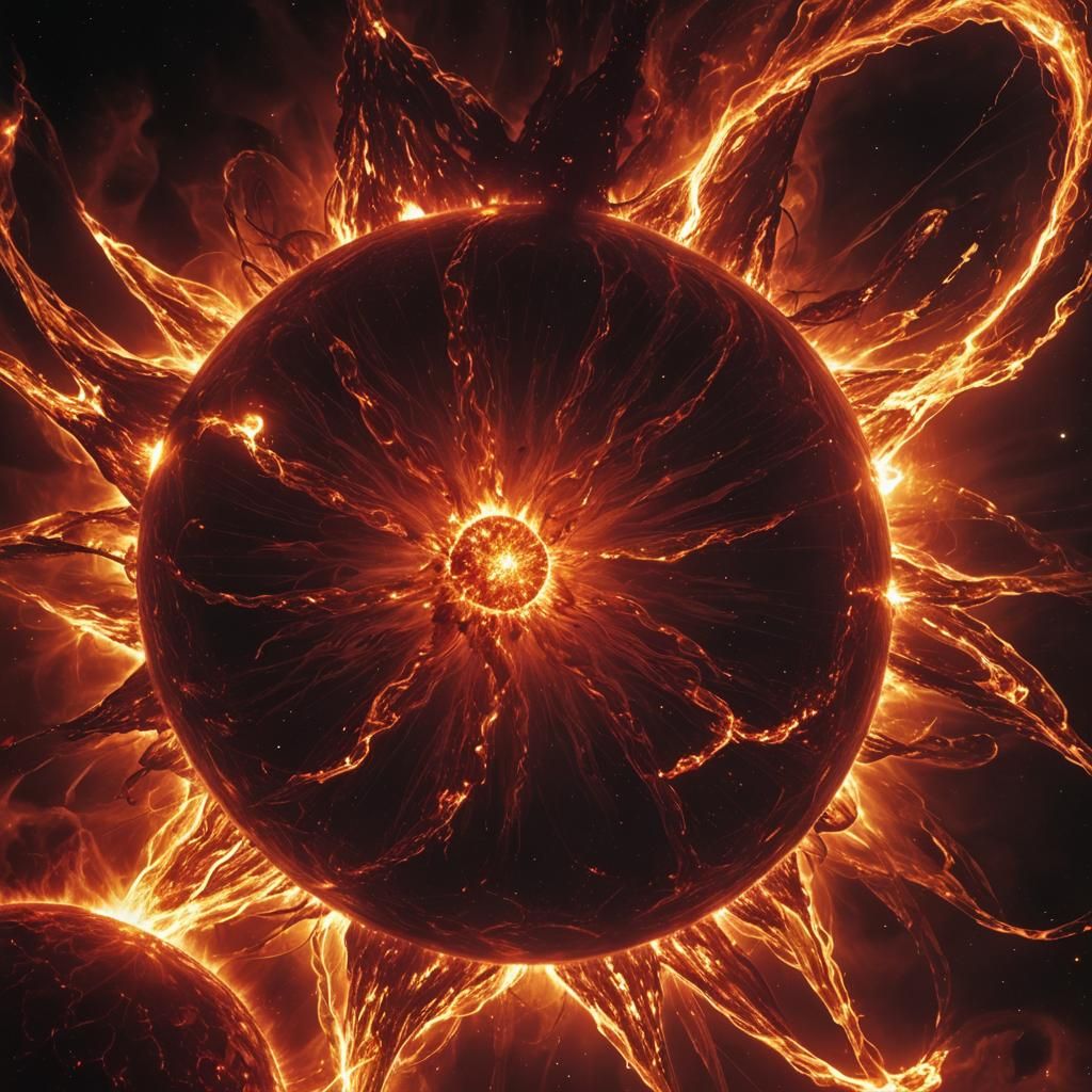 Dramatic Swollen Red Star with Solar Flares