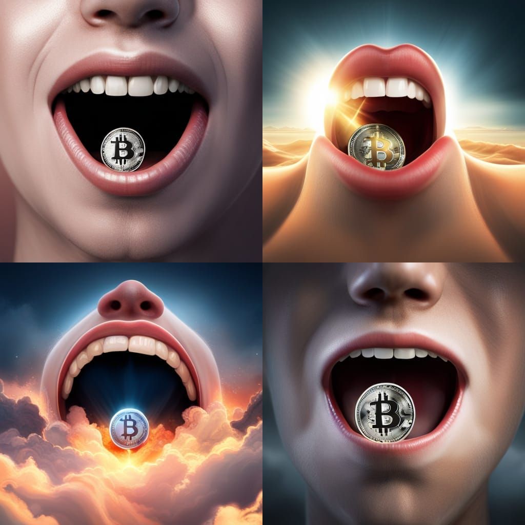Open Mouth Crypto Coin Digital Matte Painting