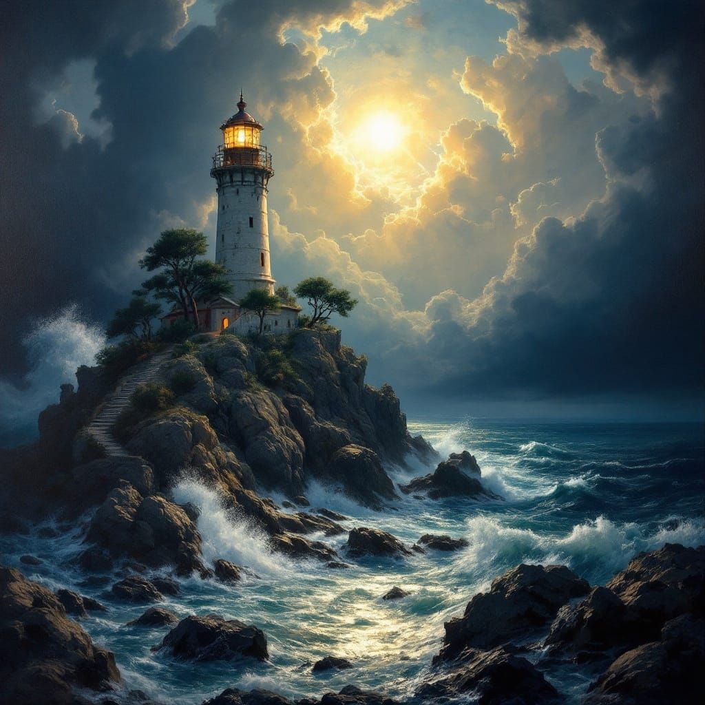 Majestic Mediterranean Lighthouse Radiates Hope