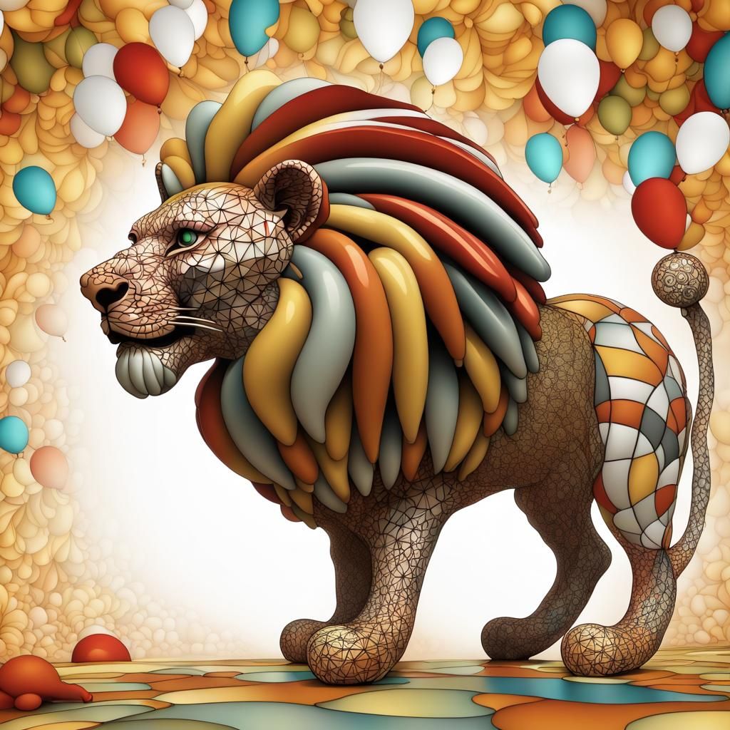 Lion Balloon in Abstract Vector Fractal Design