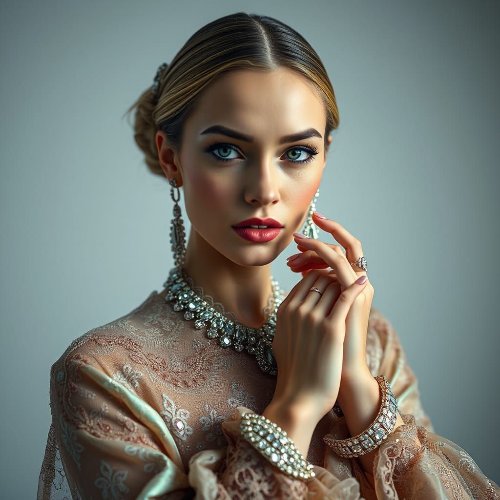 Kaleidoscopic Woman's Portrait in Soft Studio Lighting