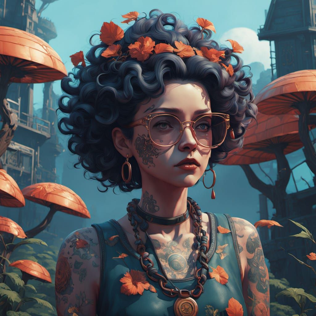 Betty Boop in a Vibrant, Tattooed Fantasy World