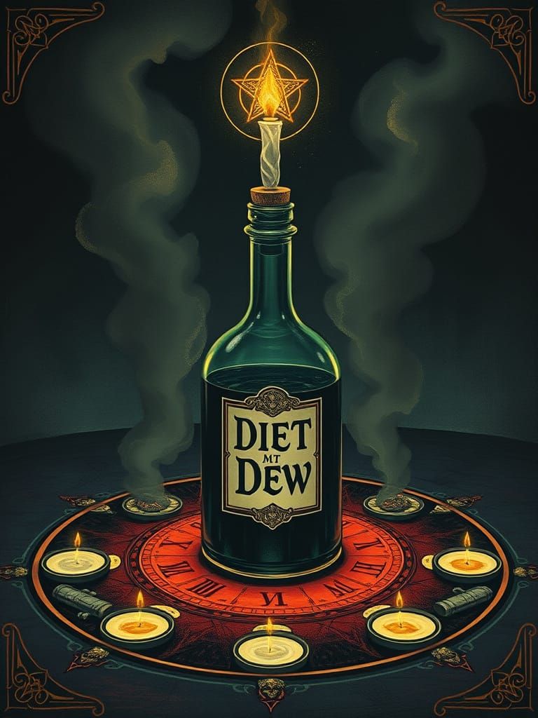 Satanic Potion Flask in Eldritch Summoning Circle