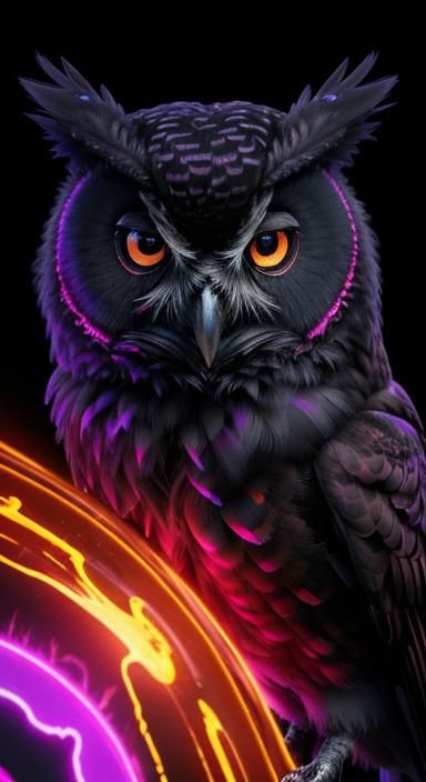 Neon Fiery Owl Hybrid in Dynamic Lighting