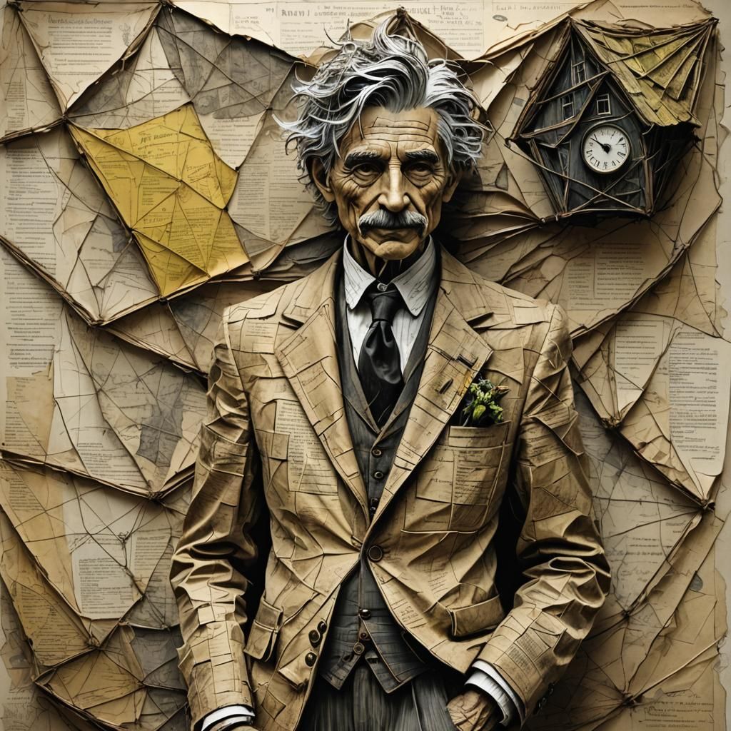 Paper Boat and Pocket Watch in Folk Art Style