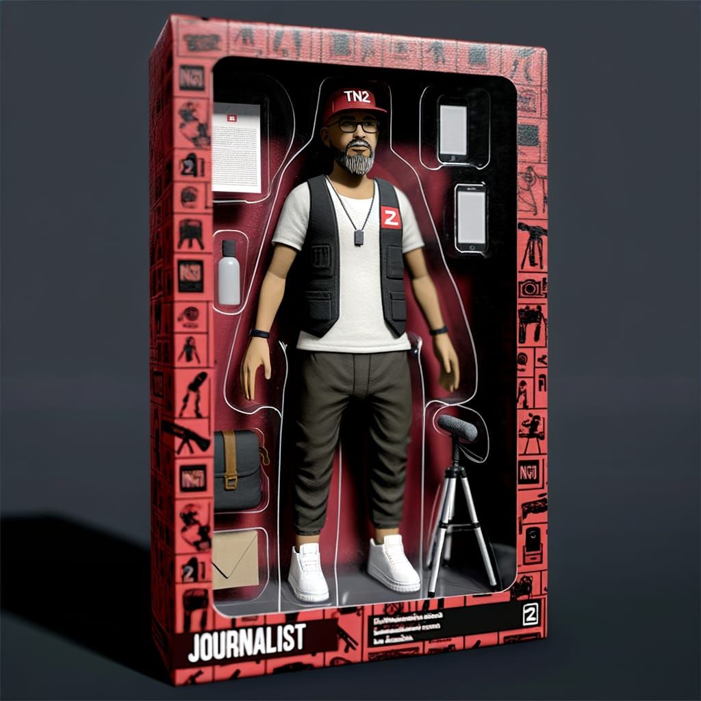 Figurine of Latino Journalist in Minimalist Packaging with T...