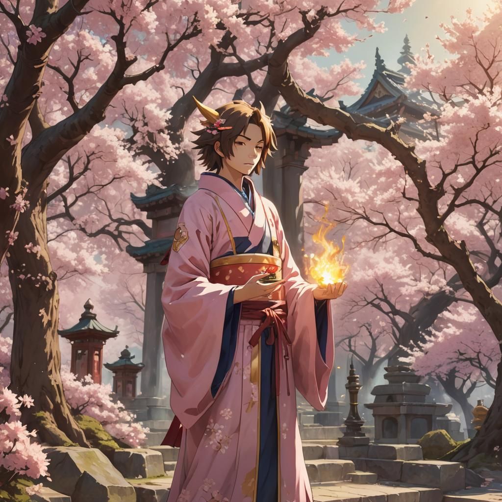 Digimon Mage Consecrates Shrine in Cherry Blossom Bloom